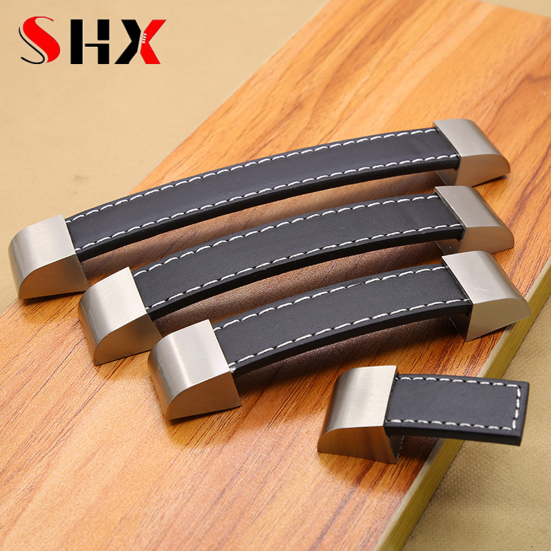 Office Furniture Hardware - 現代の高級革製ハンドルノブプル家具キャビネットチェスト引き出しドアノブスーツケースハンドルネジ家具金具