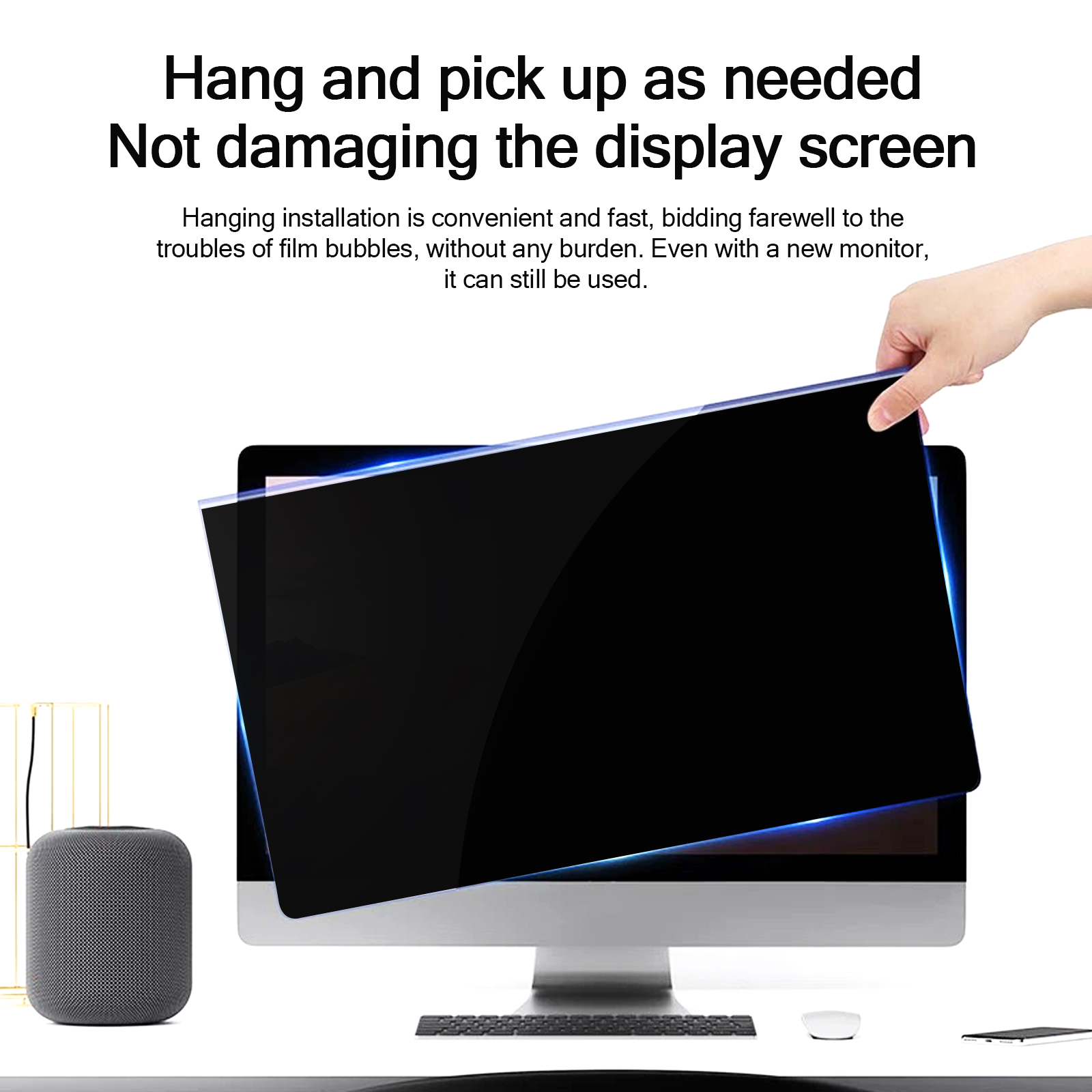 Monitor Privacy Filter - モニター用覗き見防止フィルム、ユニバーサルノートパソコン用アンチスパイフィルター、覗き見防止ガード、15～25インチ、ブルーライトカット