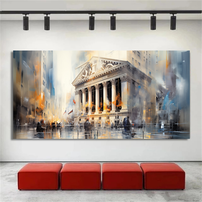 ニューヨーク証券取引所抽象キャンバス絵画プリント、トレーディ - Office Furniture York のレビューと価格