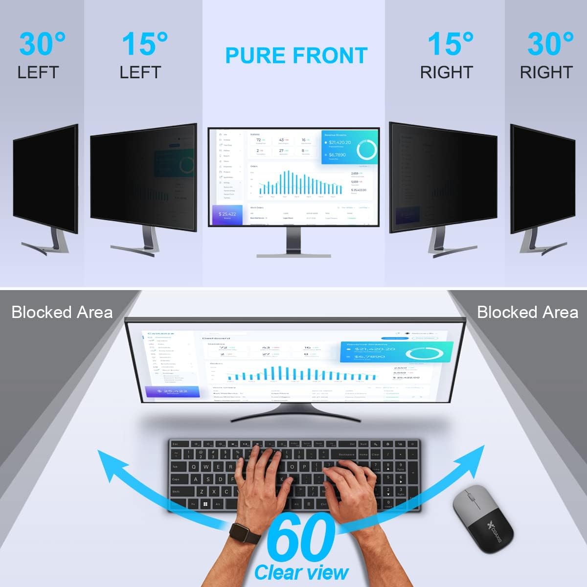 2パック 24インチ コンピュータプライバシースクリーンフィ - Monitor Privacy Filter のレビューと価格