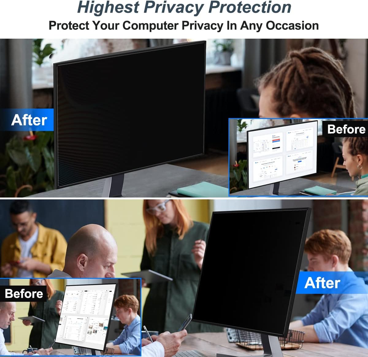 2パック 24インチ コンピュータプライバシースクリーンフィ - Monitor Privacy Filter のレビューと価格