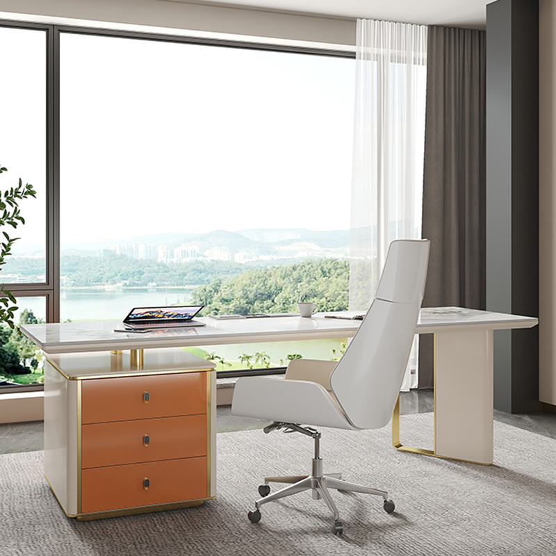 引き出し収納キャビネットと金属製の脚が付いたモダンな焼結石デ - Office Furniture In China のレビューと価格