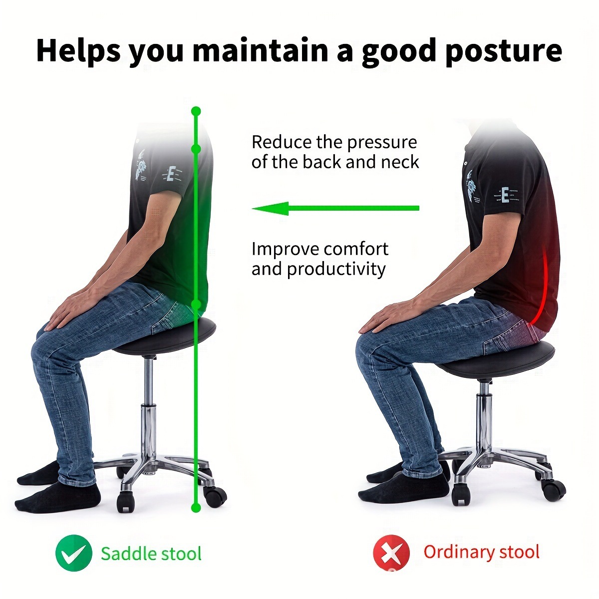 サドルスツール ローリングスイベル スパスツール 人間工学に - Office Furniture In China のレビューと価格