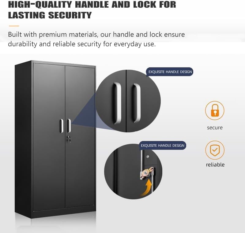 調節可能な棚付き金属製収納キャビネット ドアと棚付きの黒いガ - Locker Storage Metal のレビューと価格