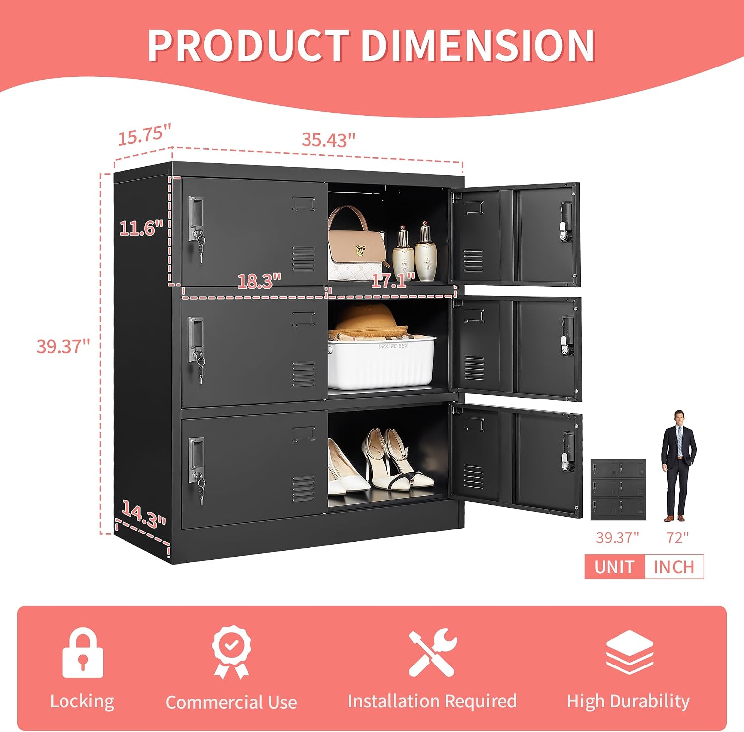 従業員用金属製ロッカー、オフィス収納ロッカー（扉付き）、スチ - Locker Storage Metal のレビューと価格